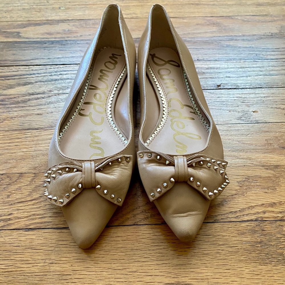 SAM EDELMAN Raisa Bow Studded Pointed Ballet Flats